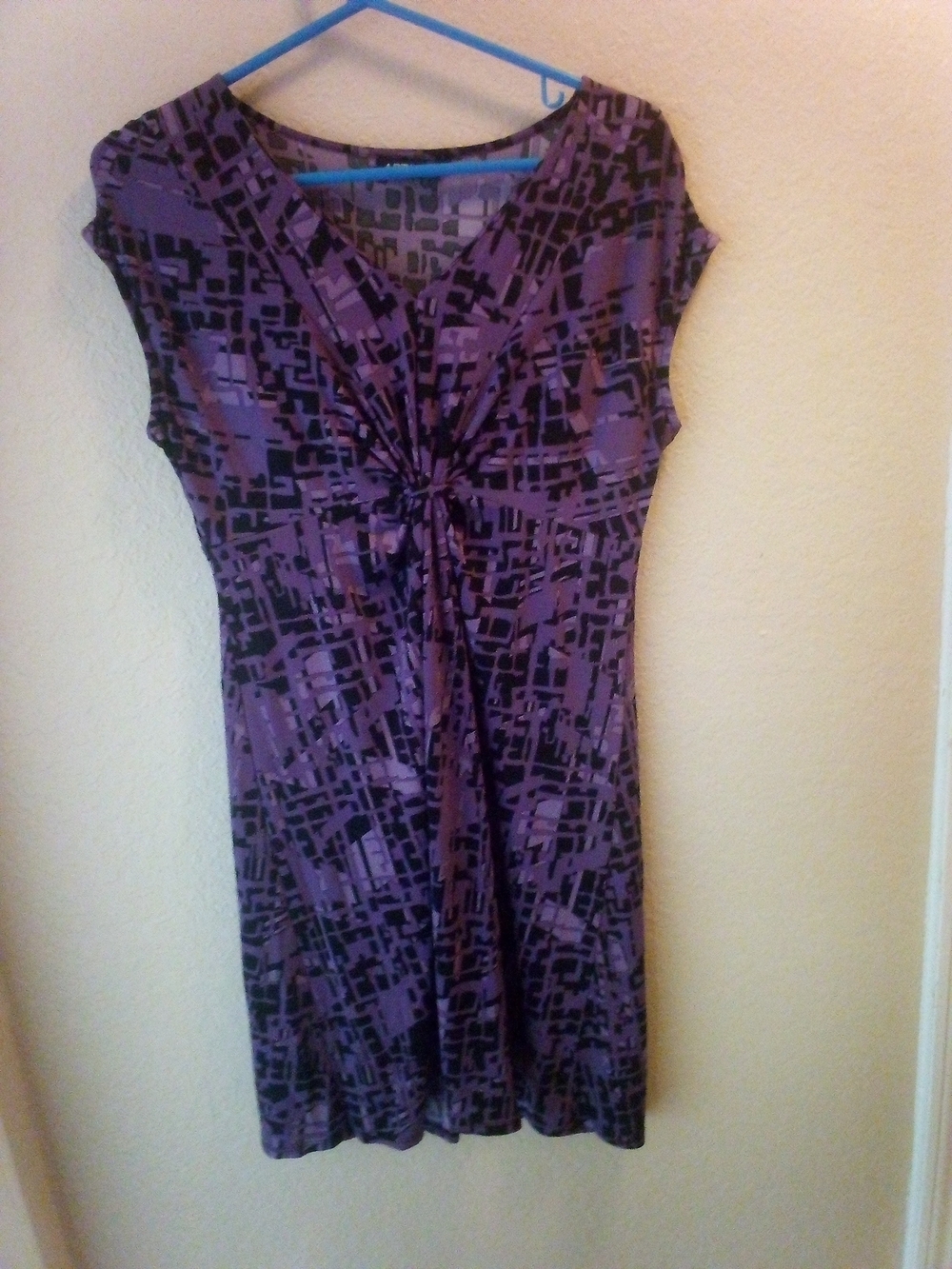 Apt. 9 Purple and Black Printed Knot-Front Dress